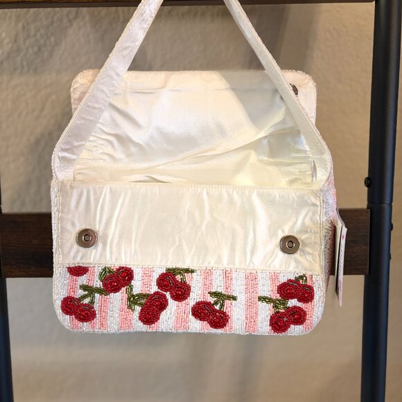 Viral Cherry Beaded Bag Handmade Shoulder Purse Kitsch Y2K NWT - Picture 4 of 5